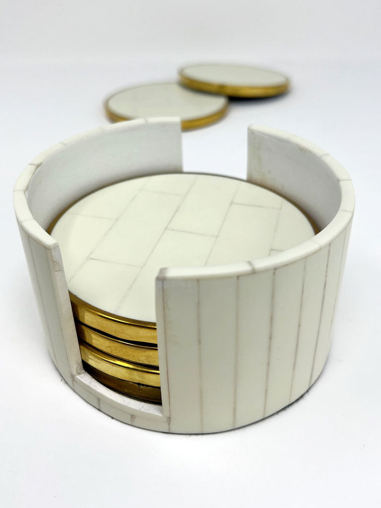 Gatsby Coasters, Brass And White - coasters